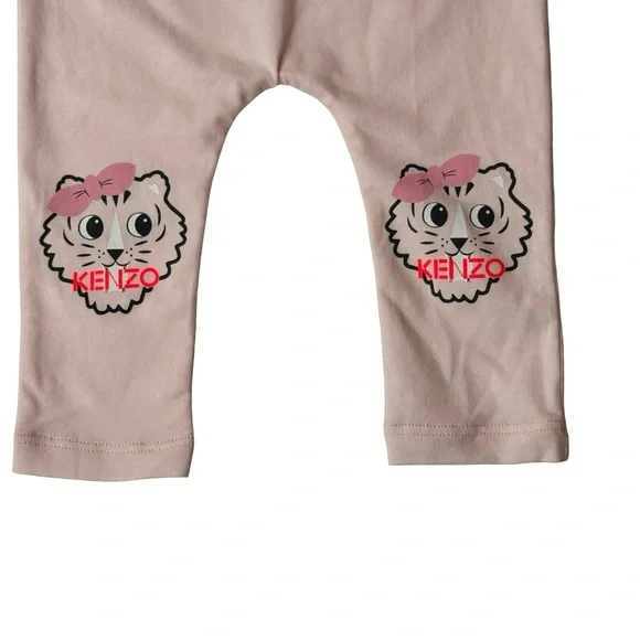 NWT KENZO Baby Girl Tiger Logo Leggings Light Pink Organic Cotton Size 3M - Picture 10 of 13